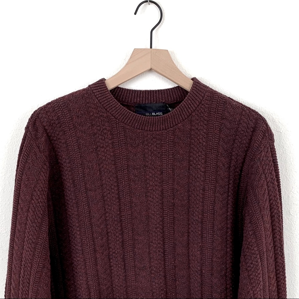 Y2K Burgundy Textured Cable Knit Grandpa Sweater (Academia Fall GorpCore Unisex)